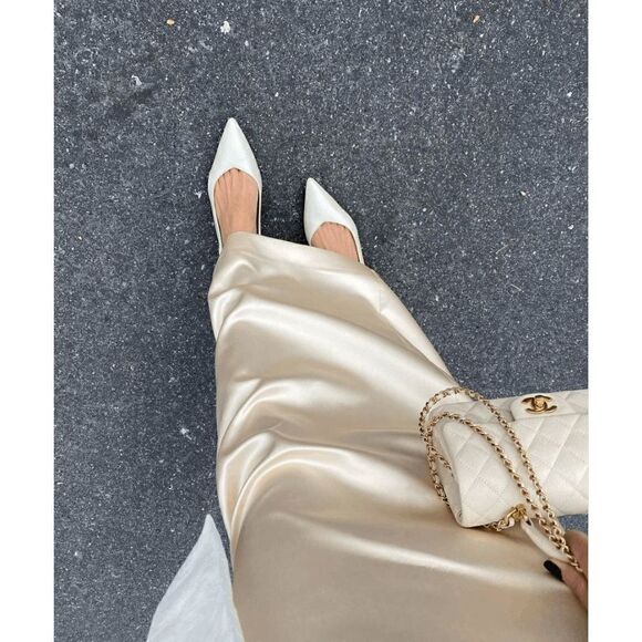 SATIN EFFECT DRESS VANILLA ZARA - Picture 10 of 16